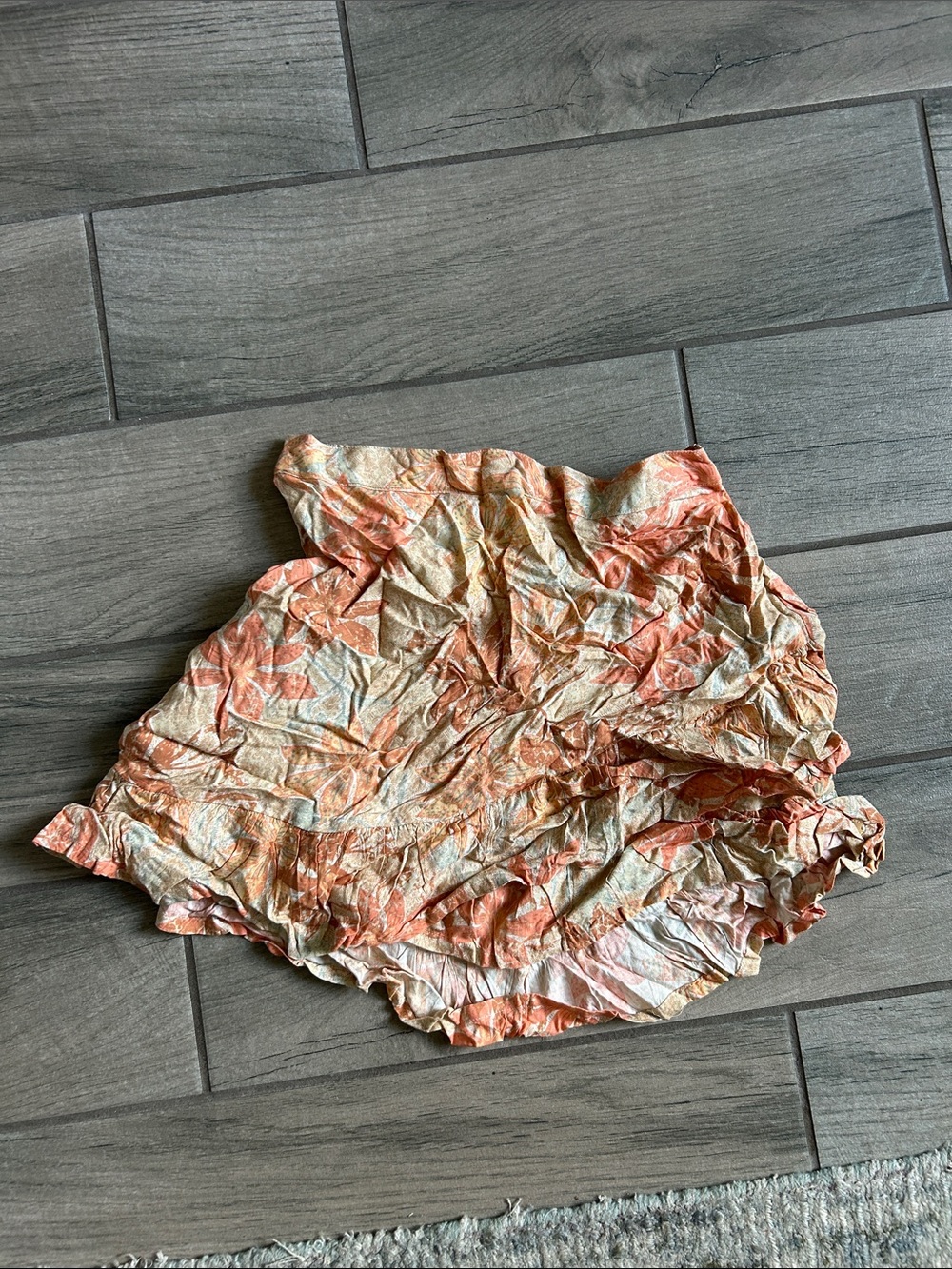 Roxy Orange Floral Crinkle Skater Skirt
